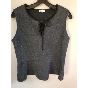 Pablo Gerard Darel Womens Keyhole Peplum Top Blouse Size 42 Gray Sleeveless